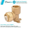 thumbnail image 2 of SharkBite 3/4 in. Push x 3/4 in. Dia. FPT Brass Drop Ear Elbow, 2 of 3