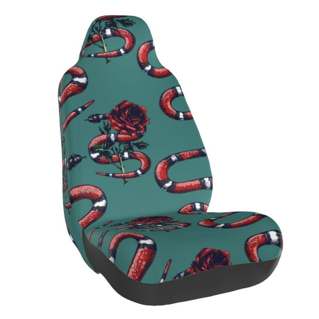 Wukai Snake And Rose Full Set Car Seat Covers with Soft Padding Universal Auto Front Seats Protector and Cushion Mat