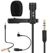 Yanmai Lavalier Lapel Microphone Clip-on Omnidirectional Mic Condenser Microphone Audio Recorder Youtube/Interview/Podcast/Recording/Video Conference for Smartphones PC Cameras