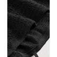 thumbnail image 3 of Black Ruched Tie-Shoulder Pleated Mini Dress For Women, 3 of 4