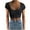 Black, variant on Timegard Going out Tops for Women Ribbed Slim Square Neck Cropped Tee Comfy Solid Color Summer Fashion