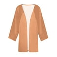 thumbnail image 4 of cfhntfmh Cardigan Femme Manches 3/4 Décontracté Ouvert Automne Cardigan Léger Ample Manteaux Couleur Unie Hauts, 4 of 5