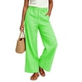 thumbnail image 5 of Wovilon Women's Wide Leg Pants, Casual Summer Gingham Plaid Trousers with Pockets, High Waisted Loose Fit Long Bottoms, Lightweight Vacation Travel Everyday Wear, 5 of 7