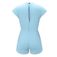 thumbnail image 3 of Rompers for Women Summer Cap Sleeve Backless Drawstring Waist Soild Crewneck Workout One Piece Active Tracksuits with Pockets, 3 of 4
