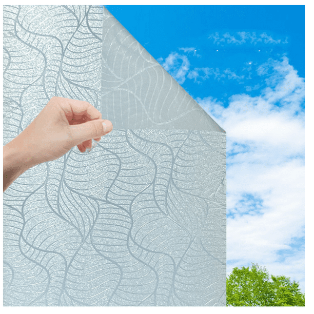 Película de privacidad para ventanas, Película estática para ventanas, Extraíble, Anti-UV y control de calor, Película decorativa para ventanas, Oficina, Dormitorio, Baño, Cocina, Olas 60 cm x 200 cm JAMW Sencillez