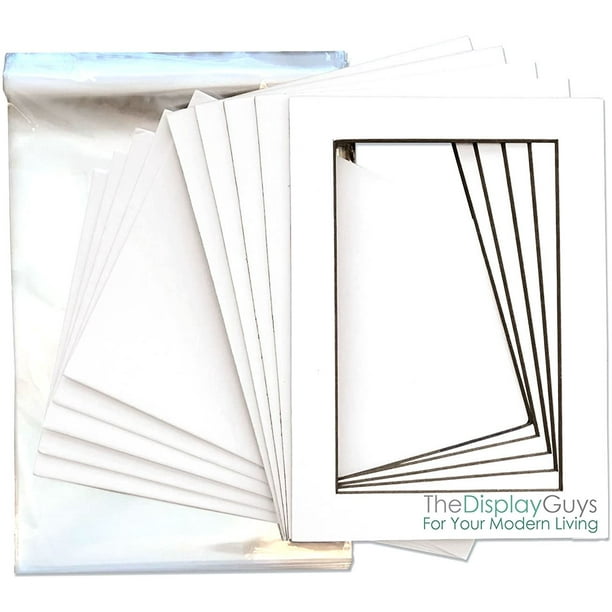 THE DISPLAY GUYS Professional 5x7 Pack of 25 Deluxe White w/Black Core