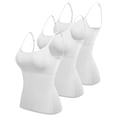 thumbnail image 2 of Vinsonshop 3 Pack Tank with Built in Bra Basic Tank Tops for Women Layering Tops Womens Camisole Tank Tops Cami Shirts Casual Summer Outfits for Women White XXL, 2 of 6