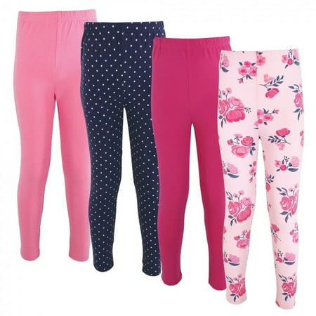 UPC: 0660168255614 | Hudson Baby Infant and Toddler Girl Cotton Leggings 4pk Pink Navy Floral 0-3 Months