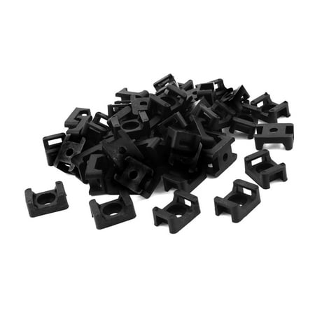 Unique Bargains 100 Pcs 9mm Width Wire Cable Tie Holder Black Plastic
