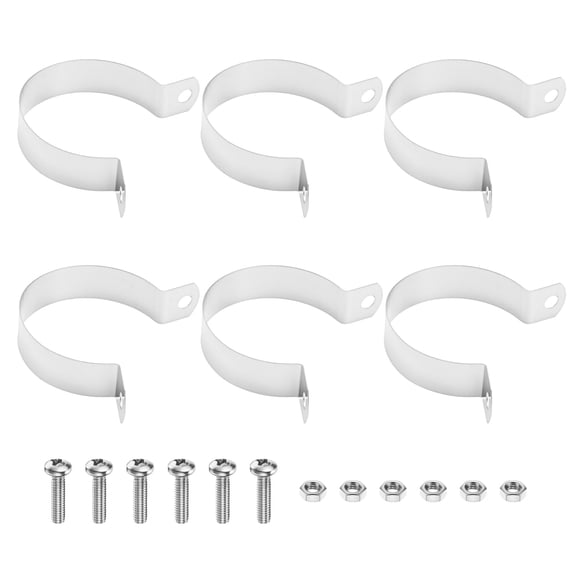 Uxcell 6-Pack Brace Bands Chain Link Fence Parts, 1-5/8 Inch Galvanized Steel Chain Link Brace Band with Bolts and Nuts for Fence/Gate