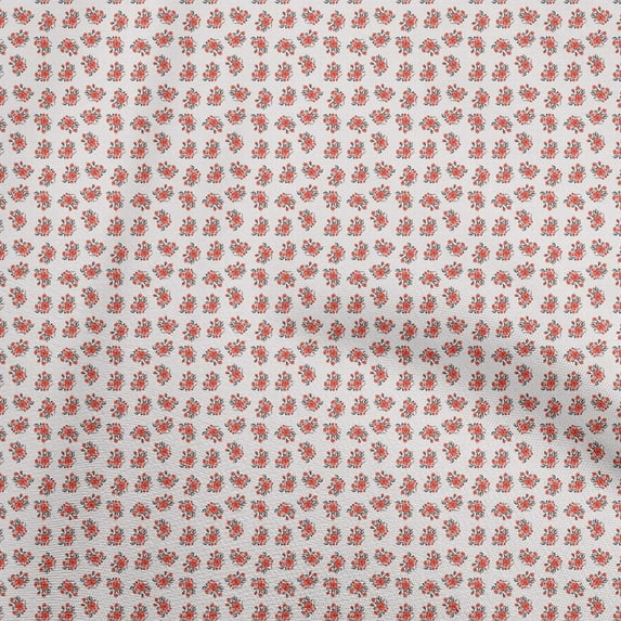 oneOone Cotton Silk Red Fabric Florals Craft Projects Decor Fabric Printed By The Yard 42 Inch Wide