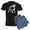 With Blue Strpe Pant, variant on - White Pug Pajamas - Men's Dark Loose Fit Cotton Pajama Set