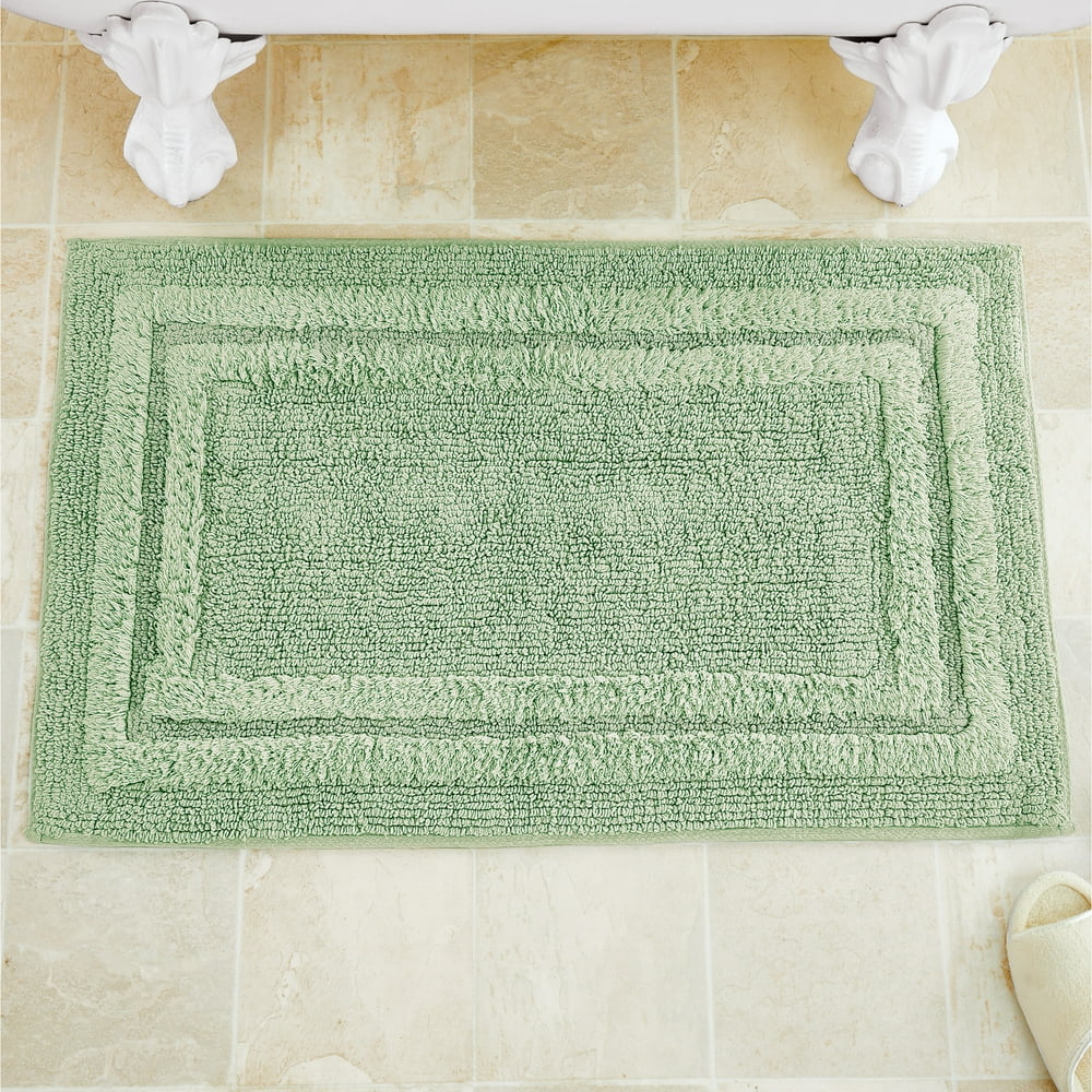 Soft, Tufted Rectangular Deluxe Cotton Bath Rug Multiple Colors