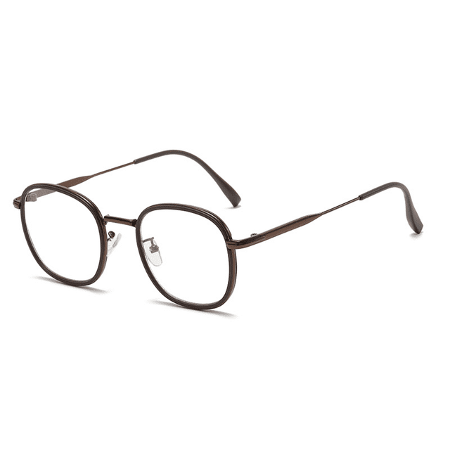 Gafas de estudiante con montura lisa, color castaño, blanco y marrón, a la moda, con cambio de color de luz anti-azul, para miopía
