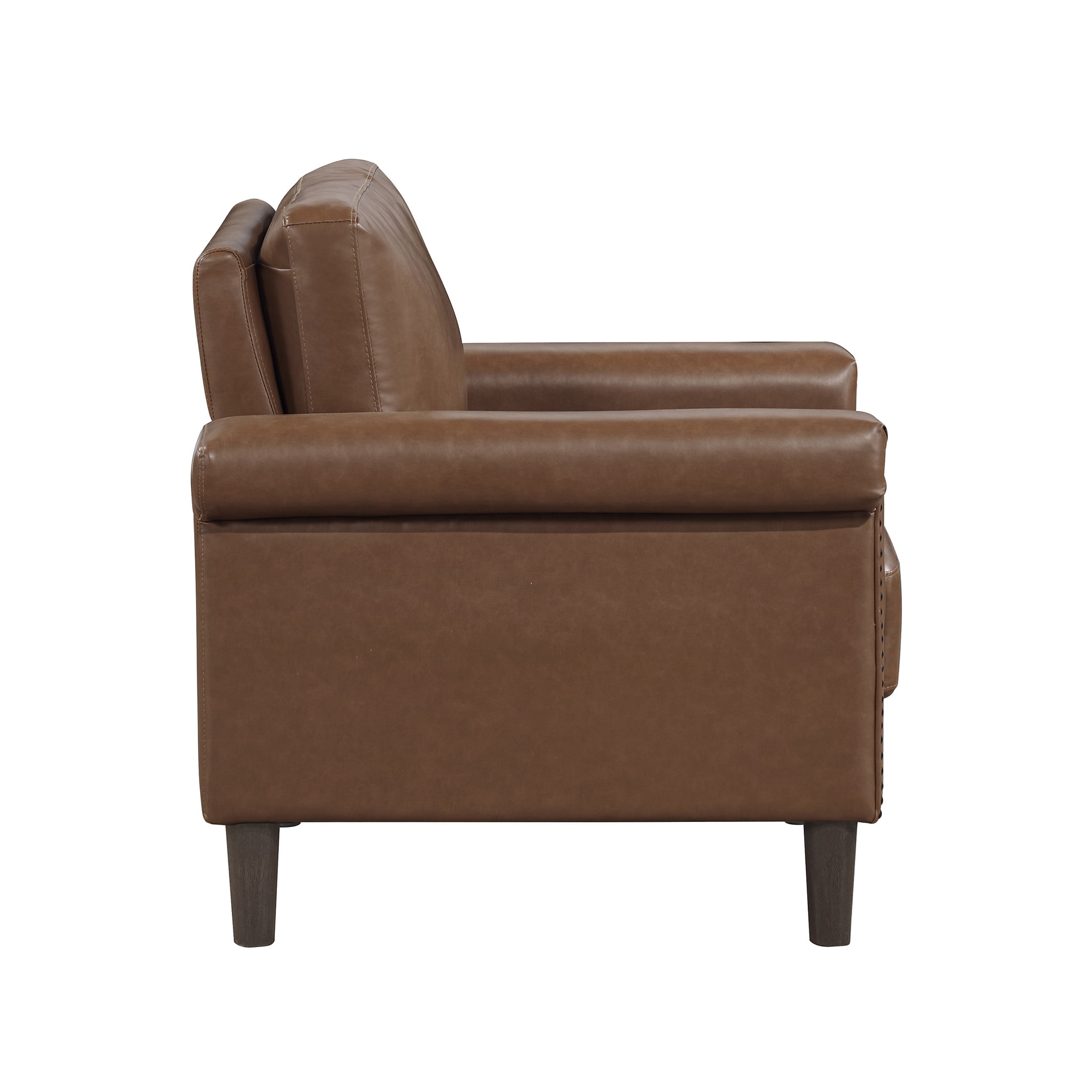 OakvillePark Hartwell Faux Leather Chair with Nailhead Trim, Chocolate