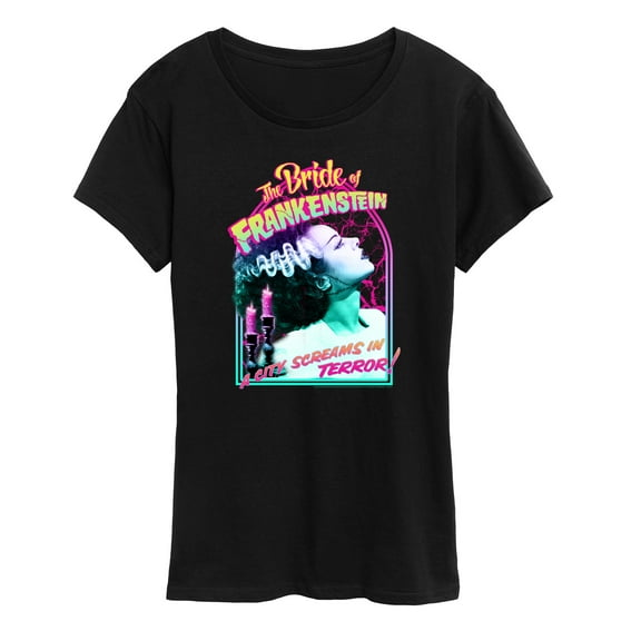 Classic Monsters - The Bride of Frankenstein - A City Screams in Terror - Women's Short Sleeve Graphic T-Shirt