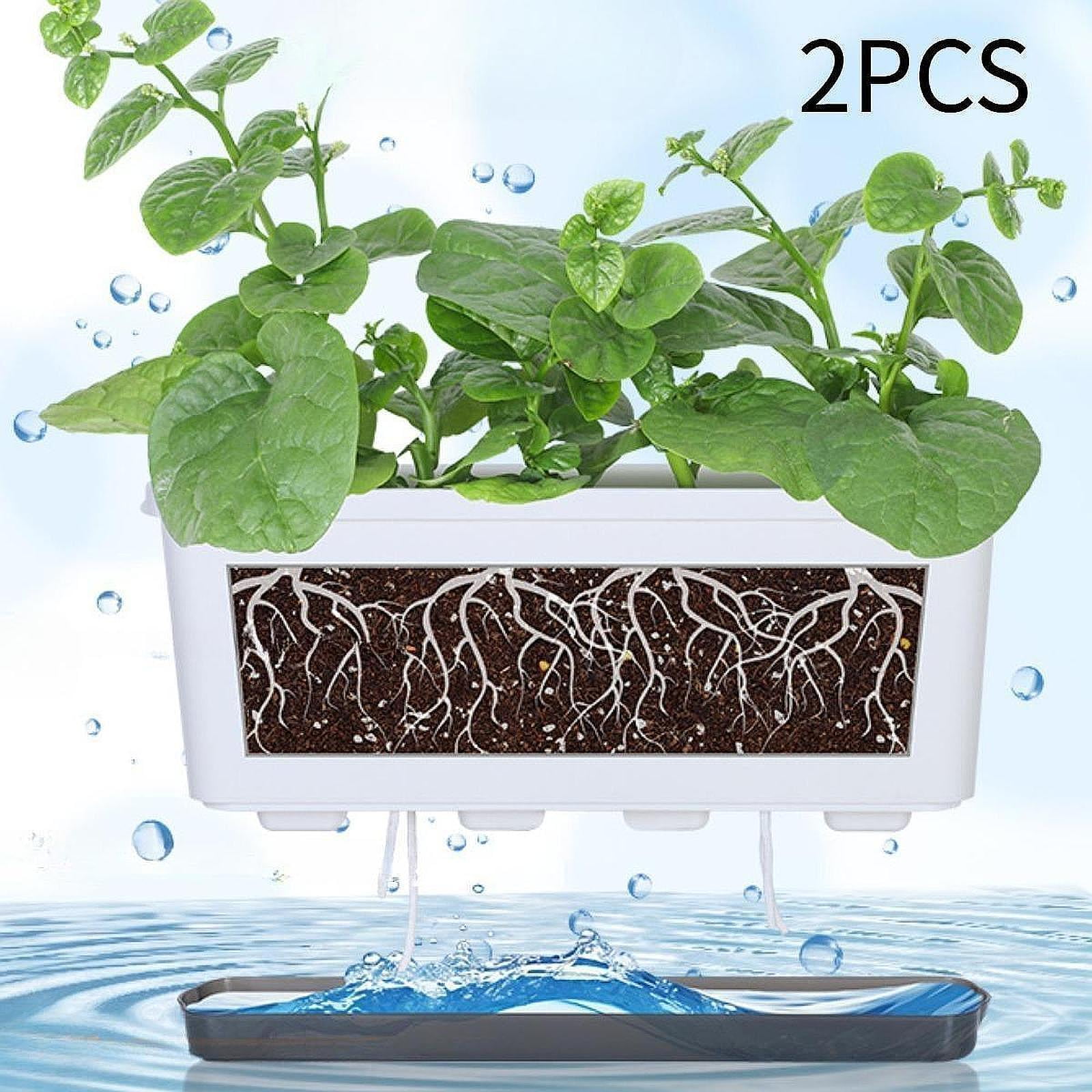 Bothyi 2 Pieces Window Box Planter Flower Pot Accessories Versatile with Drainage Holes White