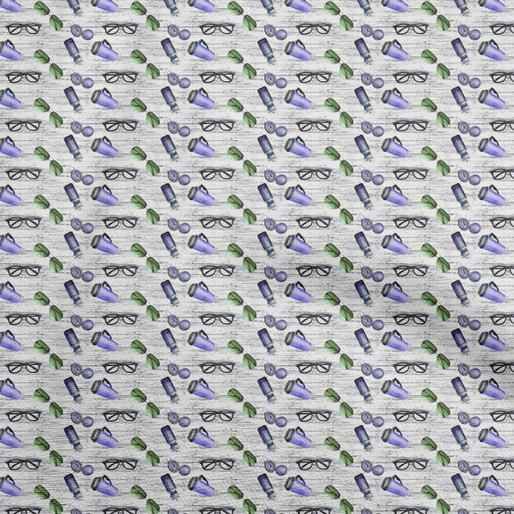 oneOone Polyester Spandex Blue Fabric Travel Diy Clothing Quilting Fabric Print Fabric By Yard 56 Inch Wide