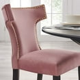 thumbnail image 4 of Side Dining Chair, Nailhead, Set of 2, Pink, Velvet, Modern Contemporary, Kitchen Room Cafe Bistro Restaurant Hospitality, 4 of 10