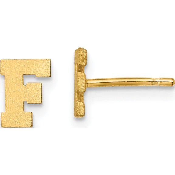 Ss/Gold Plated Sterling Silver Gold-Plated Brushed Letter F Initial Post Earrings Made In United States xne45gp/f