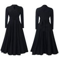 thumbnail image 2 of Women's Elegant Mock Neck A Line Ruffle Party Mini Dress A-line Pleated Dress, 2 of 8