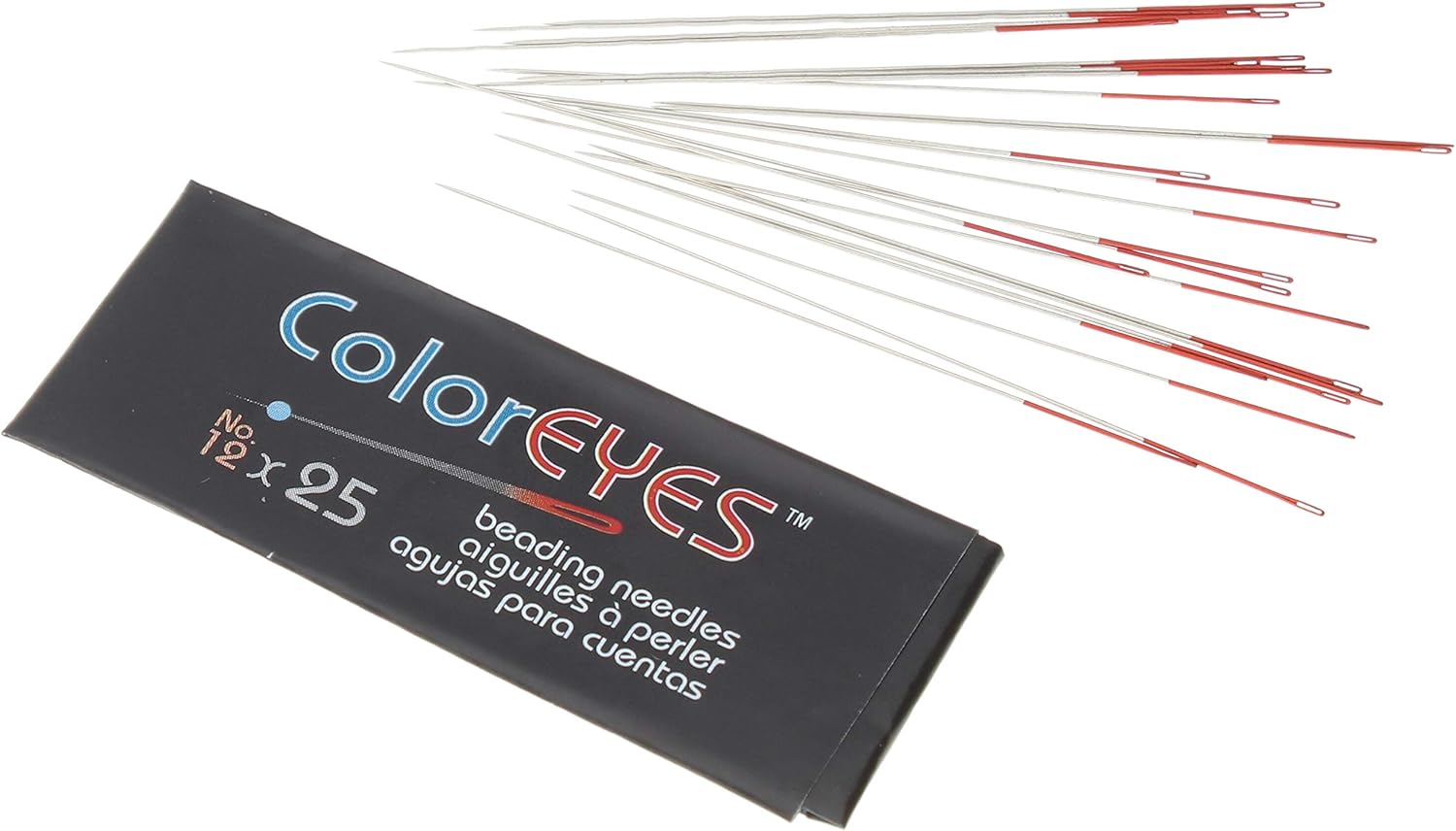 The Beadsmith ColorEYES Beading Needles, Size 12, 1 Bag/1000 Needles, Red Colored Tip for Easy Identification of Size, Use for Loom Weaving Bead Work, Off-Loom Stitch & Jewelry Making w/Seed Beads