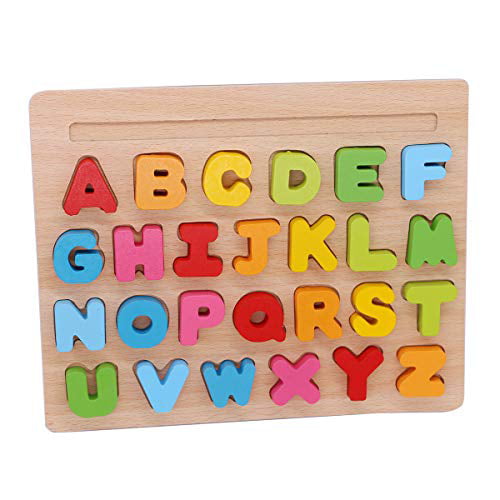 MoTrent Wooden Alphabet Puzzle Learning Board Toy for Kids 