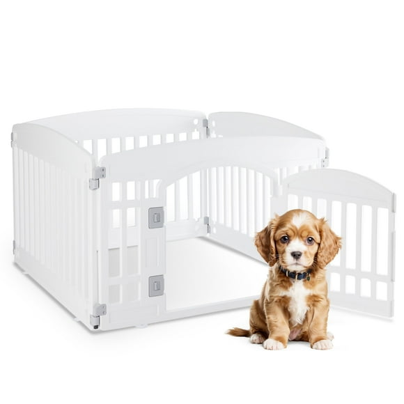 Parque infantil para perros HealSmart, 4 paneles, 60 cm, ejercicio para cachorro, color blanco