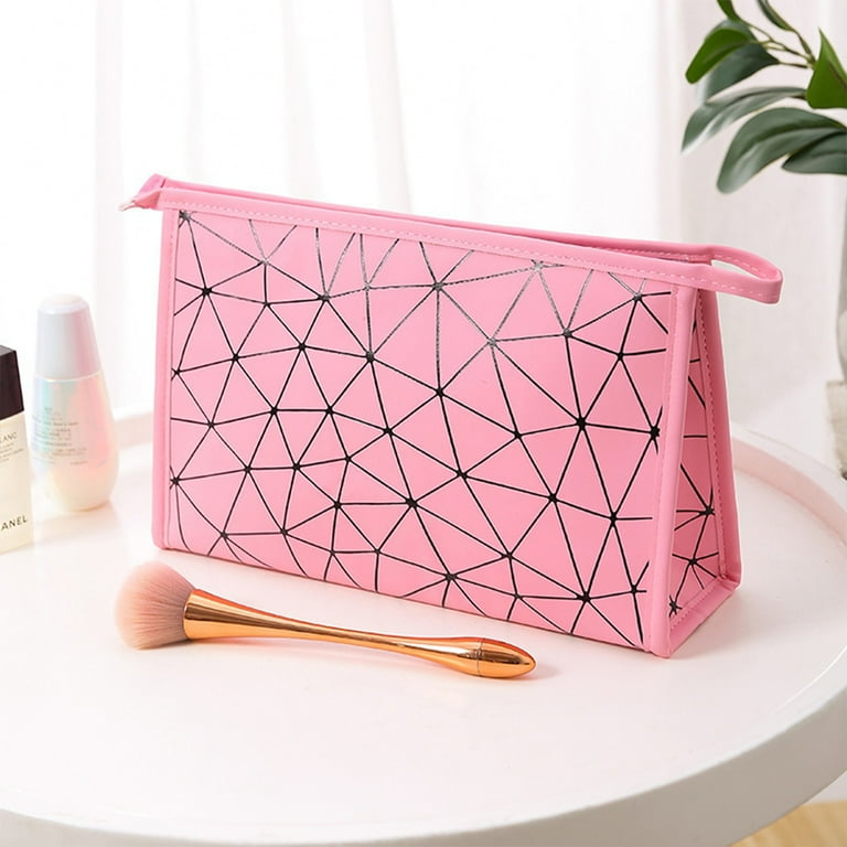 Logo Print Leather Cosmetic Pouch