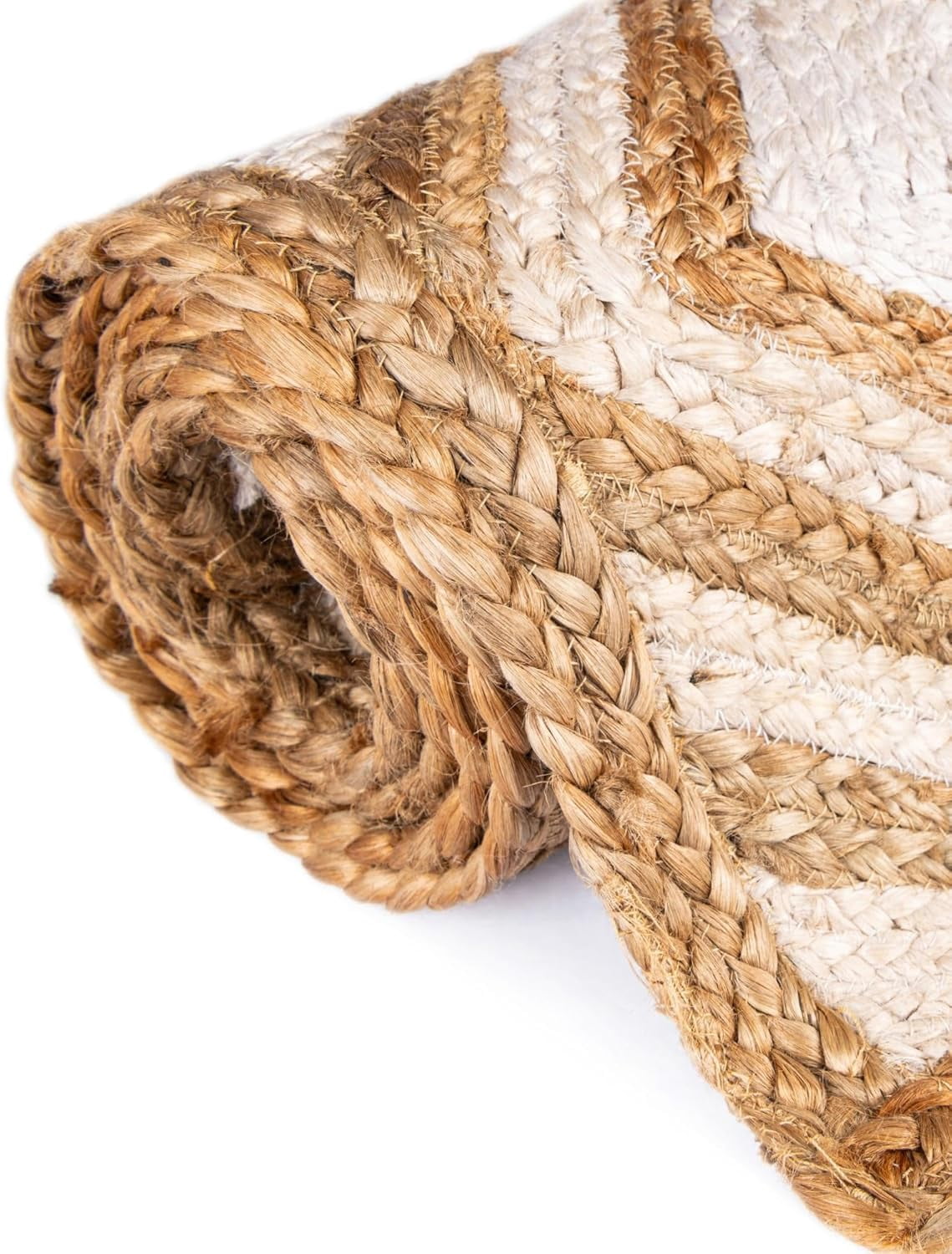 Indian Handmade Braided Natural Jute with White Box Rectangular Design Area Rug 10 x 14 Feet (304 cm x 427 cm), Home Decor Rugs