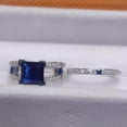 thumbnail image 3 of Bluebell Jewels 14K White Gold Finish Princess Cut Blue Cubic Zirconia Bridal Ring Set, 3 of 6