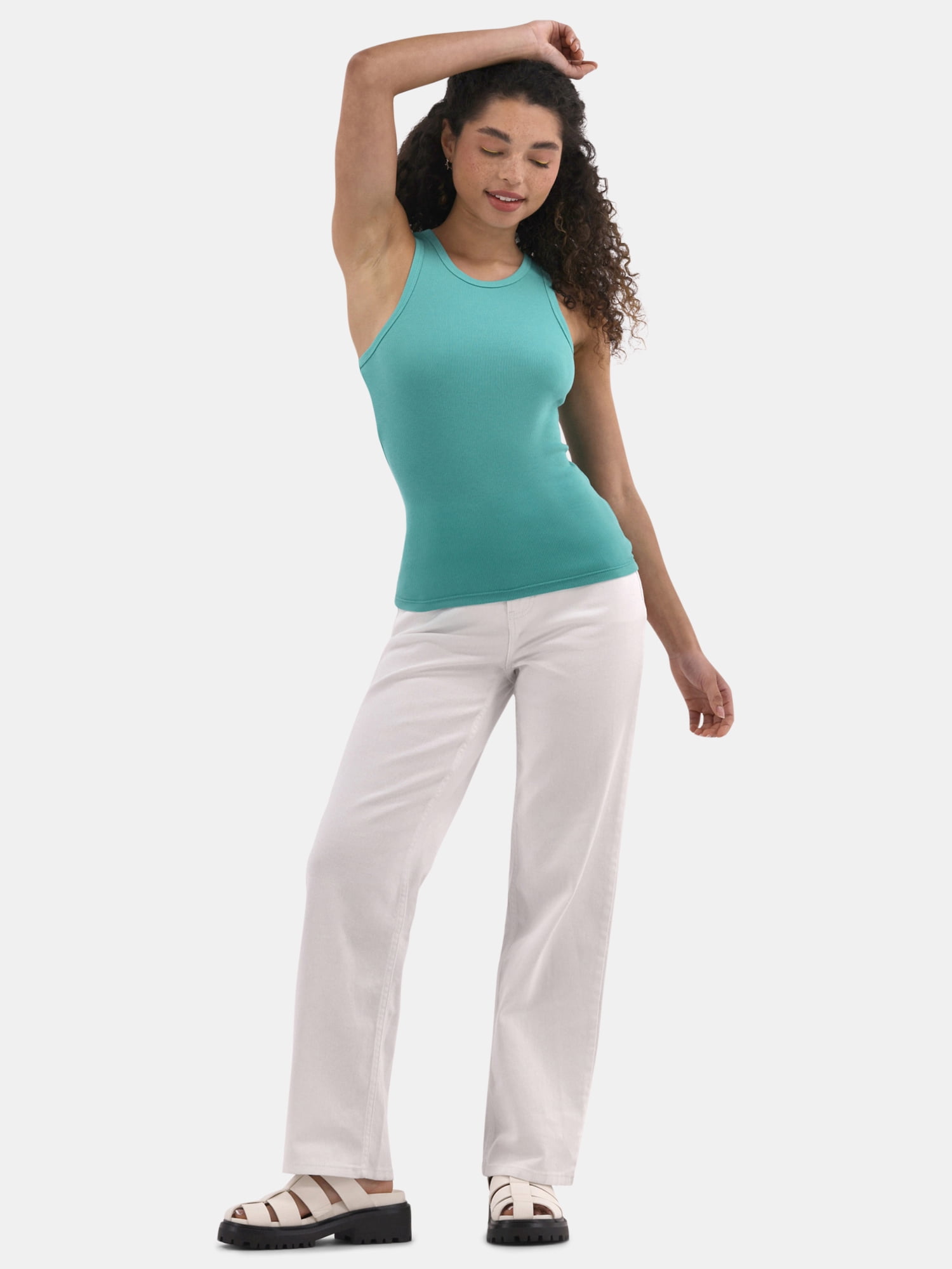 No Boundaries Ribbed High Neck Tank Top, Women's