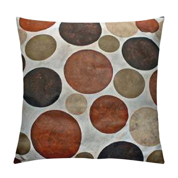 Chocolate Decorative Throw Pillow Case Pack Vintage Design with Round Shapes with Curved Lines Abstract Geometric Motifs, Cushion Cover for Couch Living Room Car, Beige Brown