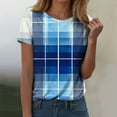thumbnail image 2 of DeHolifer Women's T-Shirts Summer Trendy Strip Printed Crewneck Short Sleeve Tee Tops Lightweight T-Shirts Blue 2XL, 2 of 4