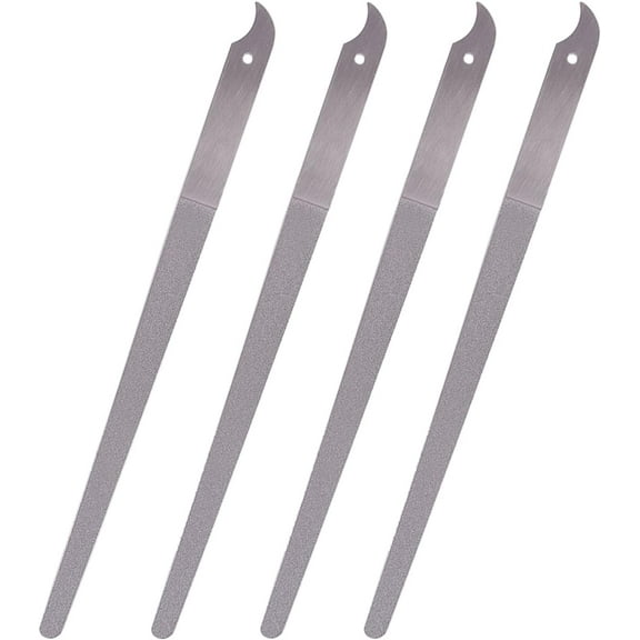 Metal Nail File (4 Pack), 8 Inches Long Stainless Steel Fingernail Files for Natural Nails, Sharp Pointed Tip Curved Finger Nail Files Diamond Heavy Dudty Nail Filers Sapphire Grit