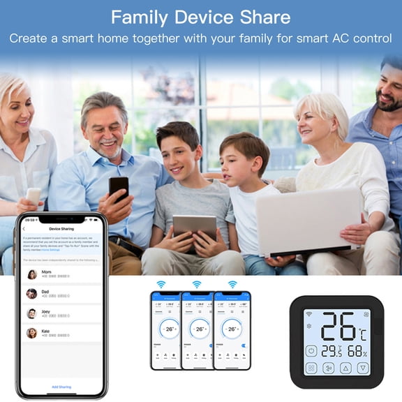 Kitchen Essentials Conditioner Tuya Smart Wifi IR Air Conditioner Controller Thermostat with LCD Display App Control Temperature Humidity Sensor Monitor Compatible with Home for Mini Split