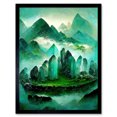 thumbnail image 1 of Mystical New Age Crystal Jade Green Landscape Painting Art Print Framed Poster Wall Decor 12x16 inch, 1 of 5