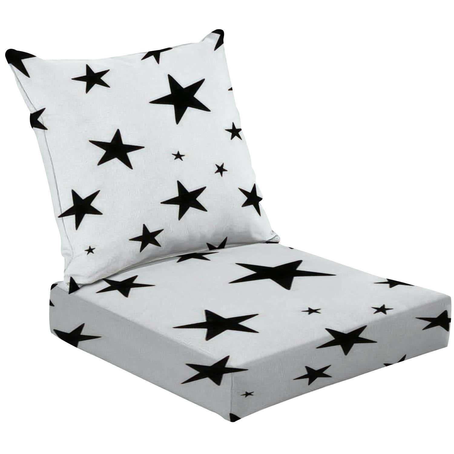 2Piece Deep Seating Cushion Set seamless star on white Outdoor Chair