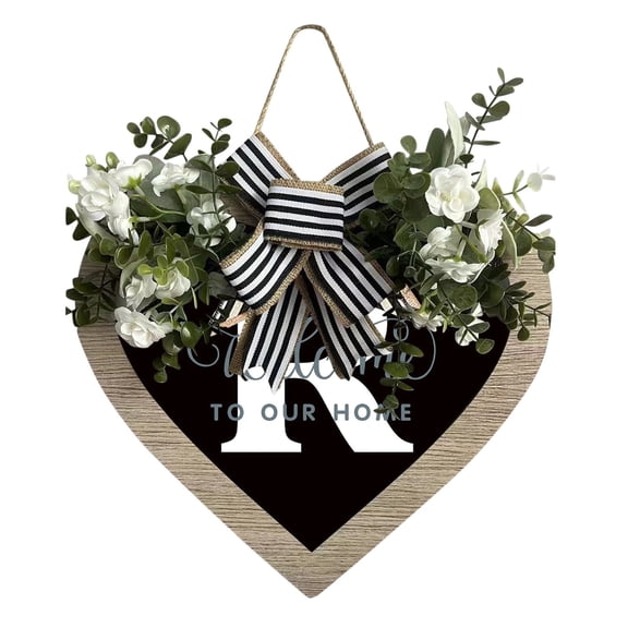 Farmhouse Heart Door Sign Custom Last Name Decorative Hanging Welcome For Your Home Entryway