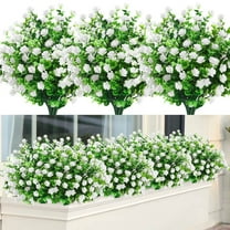 10 Bundles Artificial Flowers Outdoor Fake Flowers for Decoration UV Resistant No Fade Faux Plastic Plants Garden Porch Window Box Décor, White
