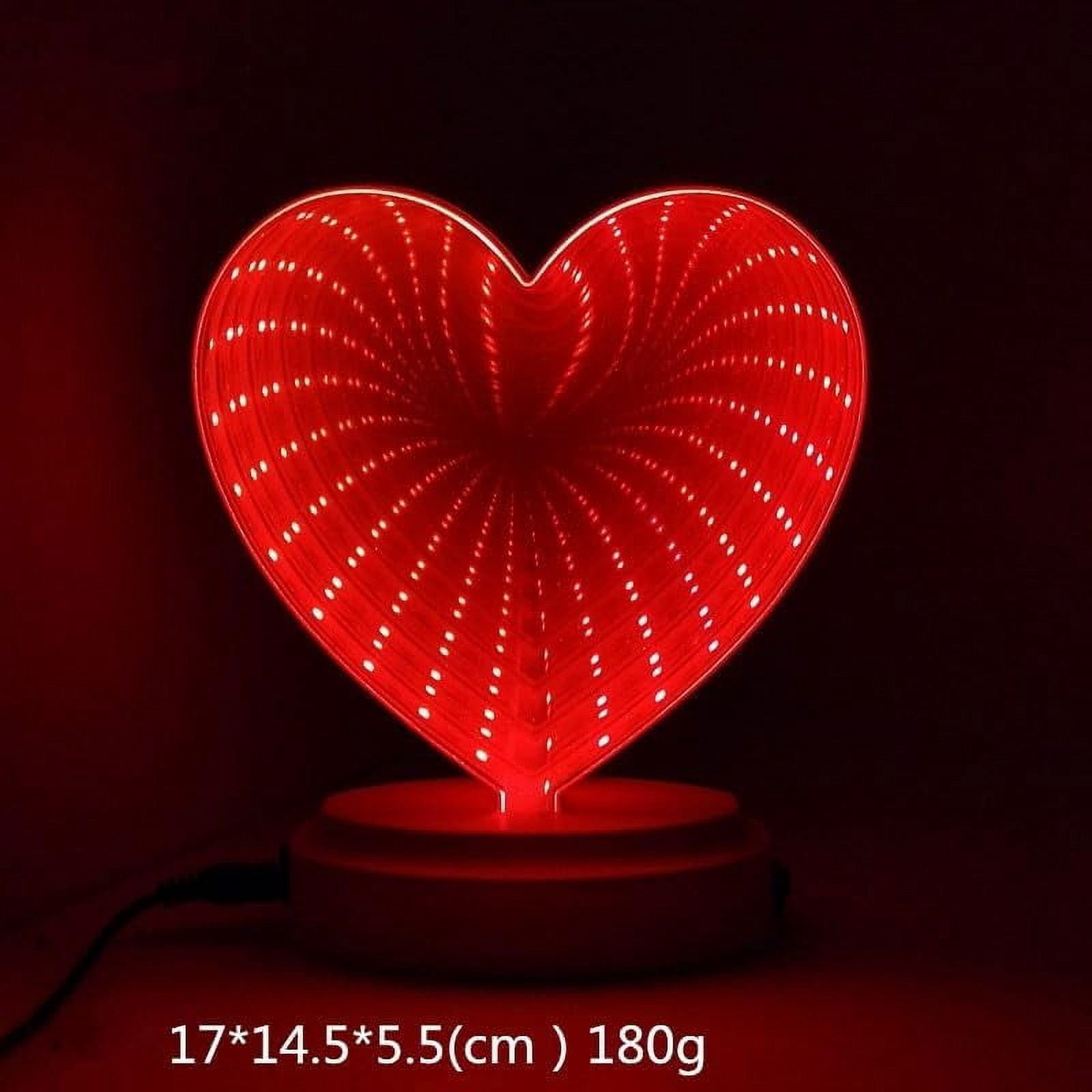 Huiyi 3D Mirror Night Light, Tunnel Light 3D Mirror Light,Infinity Mirror Tunnel Light, LED Mirror Tunnel Night Light for Bedroom/Party/Home Decor (Red Heart)