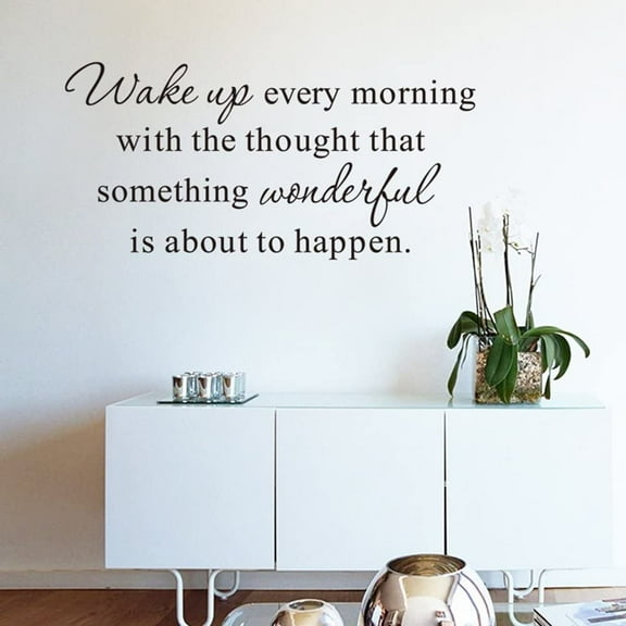 QTH inspiring Wake up Every Morning Muurtattoo spell quote Wall sticker motivation words letters decorative detachable DIY vinyl wall stickers for living room, bedroom