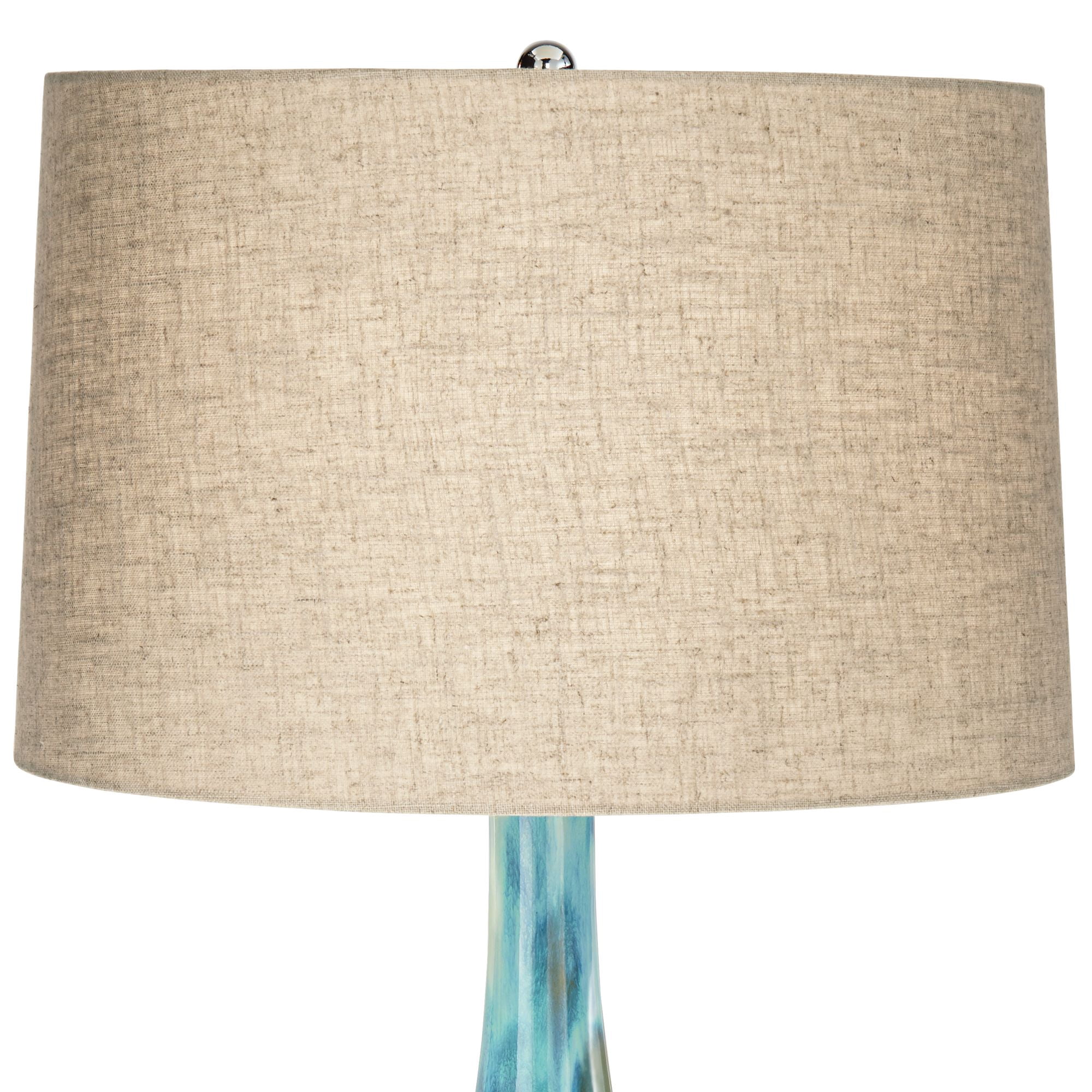 Possini Euro Design Kenya Modern Table Lamp 29 1/2" Tall Blue Green Ceramic with Dimmer Beige Shade for Bedroom Living Room Bedside Nightstand Office