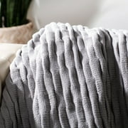 SAFAVIEH Noela Solid Cotton Textured Knit Throw, 50" x 60", Light Grey