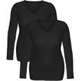 thumbnail image 2 of emmalise women's casual basic v-neck tshirt long sleeves tee top - junior and plus sizes, 2 of 5