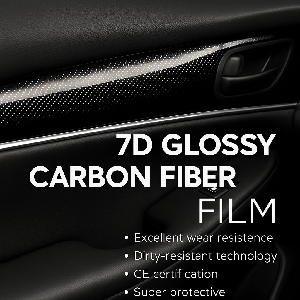 Rockrose 7D Glossy Black Carbon Fiber Vinyl Wrap, Anti Wrinkle, Air Release Carbon Fiber Vinyl Wrap for Computer and Laptop Skin, Phone Cover, Helmets, and Automotive - Size: 60" X 96" (5FT X 8FT)