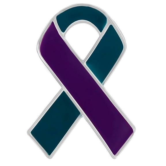 Sexual Assault Awareness Teal & Purple Ribbon Pins