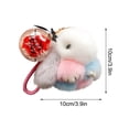 thumbnail image 2 of Fwttom Model Handmades Soft Bunny Pompom Charmss Bunny Car Key Chain Pendant Everlasting Flower, 2 of 5