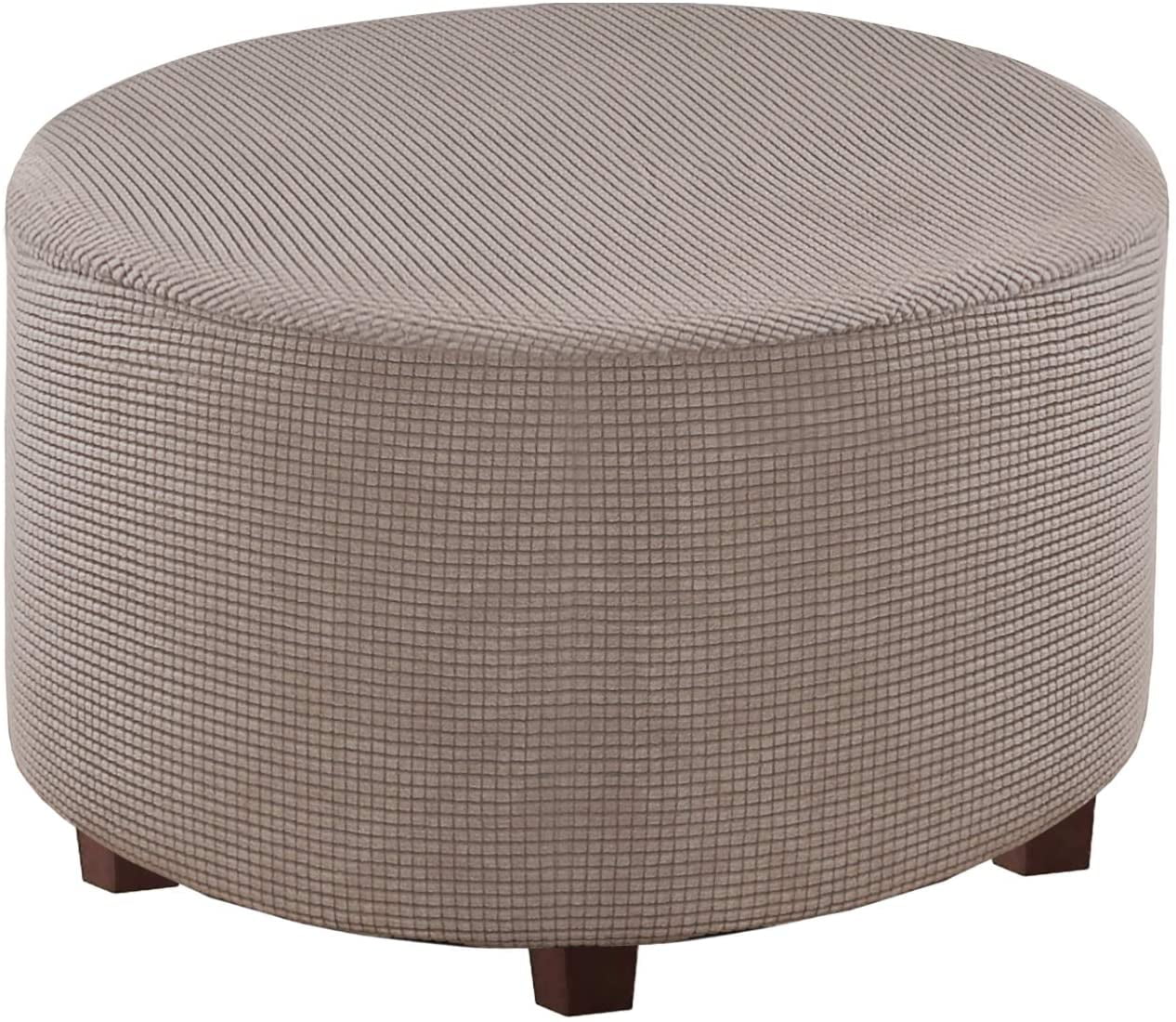 Storage Ottoman Stool Cover Replacement Footstool Stretch Grid Slipcover 
