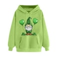 thumbnail image 3 of VBTAPA Women's St Patrick's Day Hooded Sweatshirt Lucky Clover Graphic Hoodies Loose Casual Irish Pullover Tops with Kangaroo Pocket Lightning Deals of The Day Green XL, 3 of 6